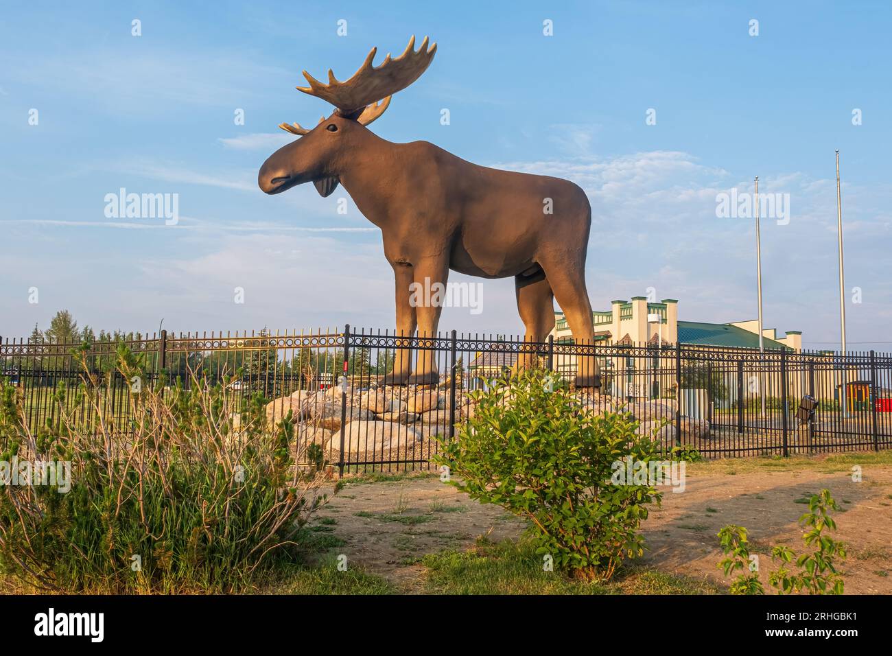 Mac the Moose is the mascot for the City of Moose Jaw Saskatchewan.  He is located at the Visitor Center. Stock Photo
