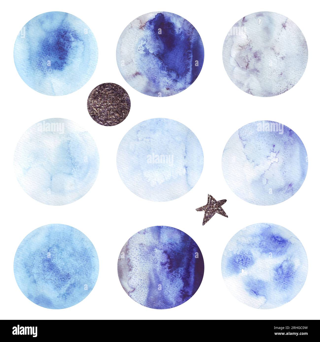 Set of watercolor planets . Space. Raster illustration for packaging, greeting cards, gifts, posters in the children's room. Stock Photo