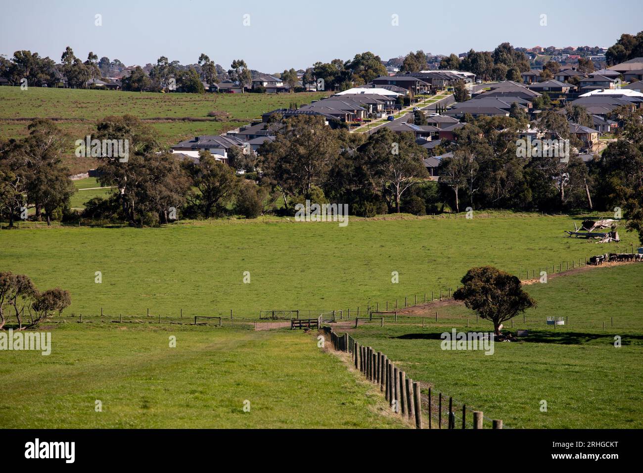 New homes being constructed on the rural fringe, Pakenham, Victoria