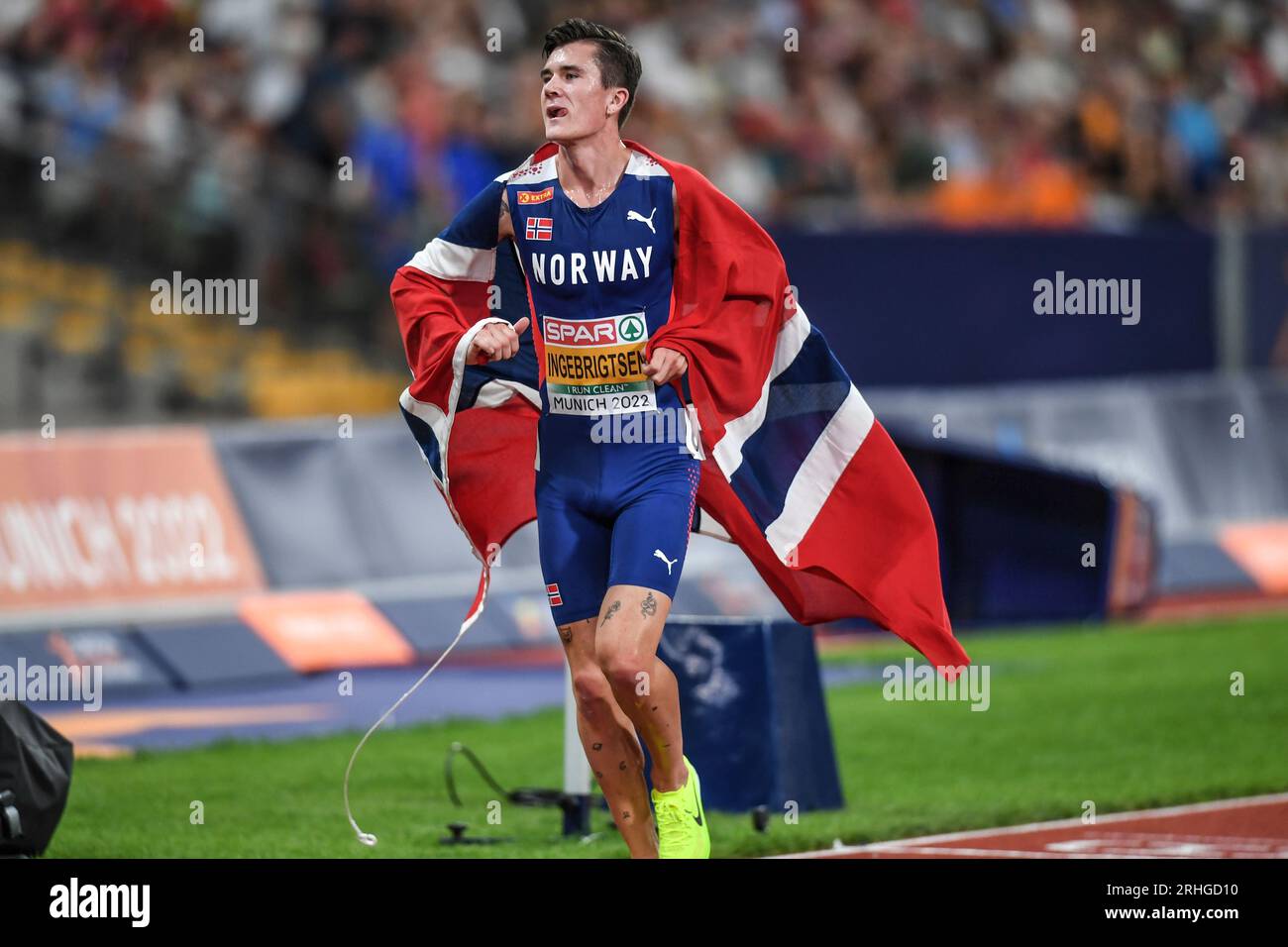 Jakob Ingebrigtsen (Norway). 5000m Gold Medal. European Championships
