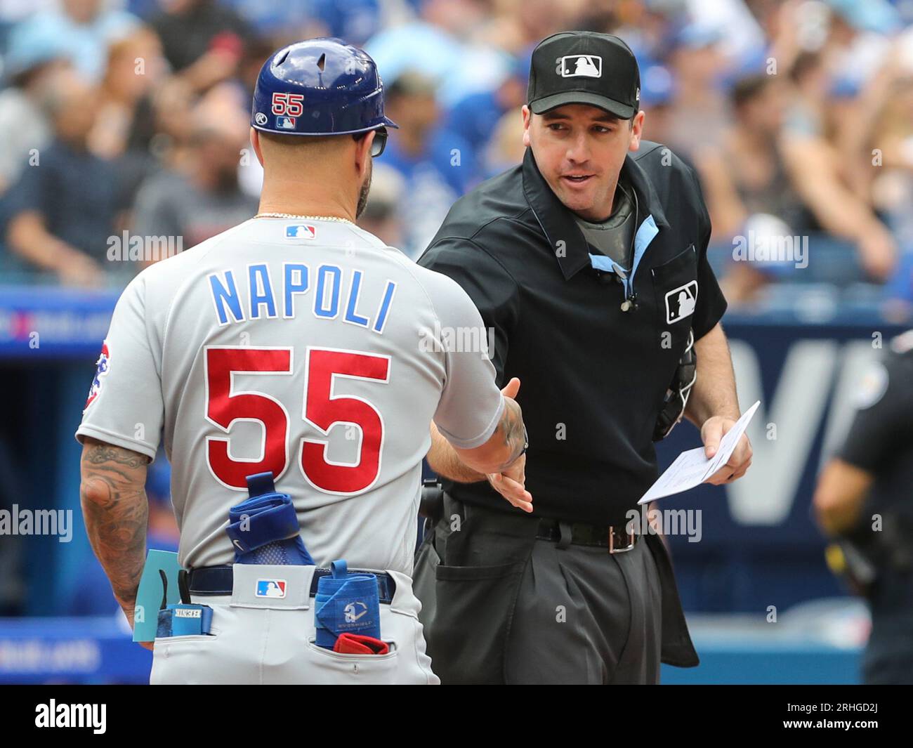 First base coach Mike Napoli of the Chicago Cubs looks on during the  News Photo - Getty Images