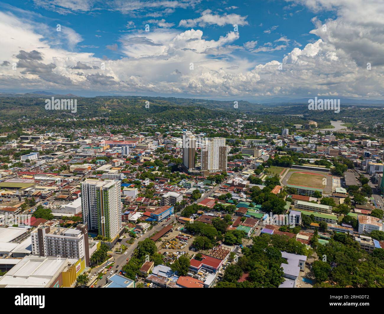 Top view of commercial buildings in Cagayan de Oro City. Northern Mindanao, Philippines. Stock Photo