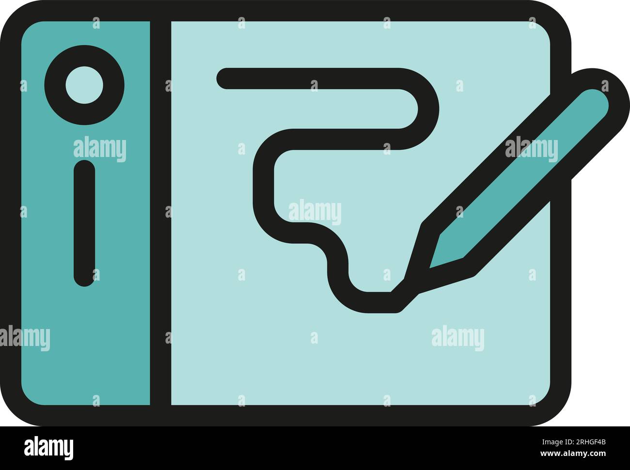 Digital edit tablet icon outline vector. Stroke tool. Data interface color flat Stock Vector