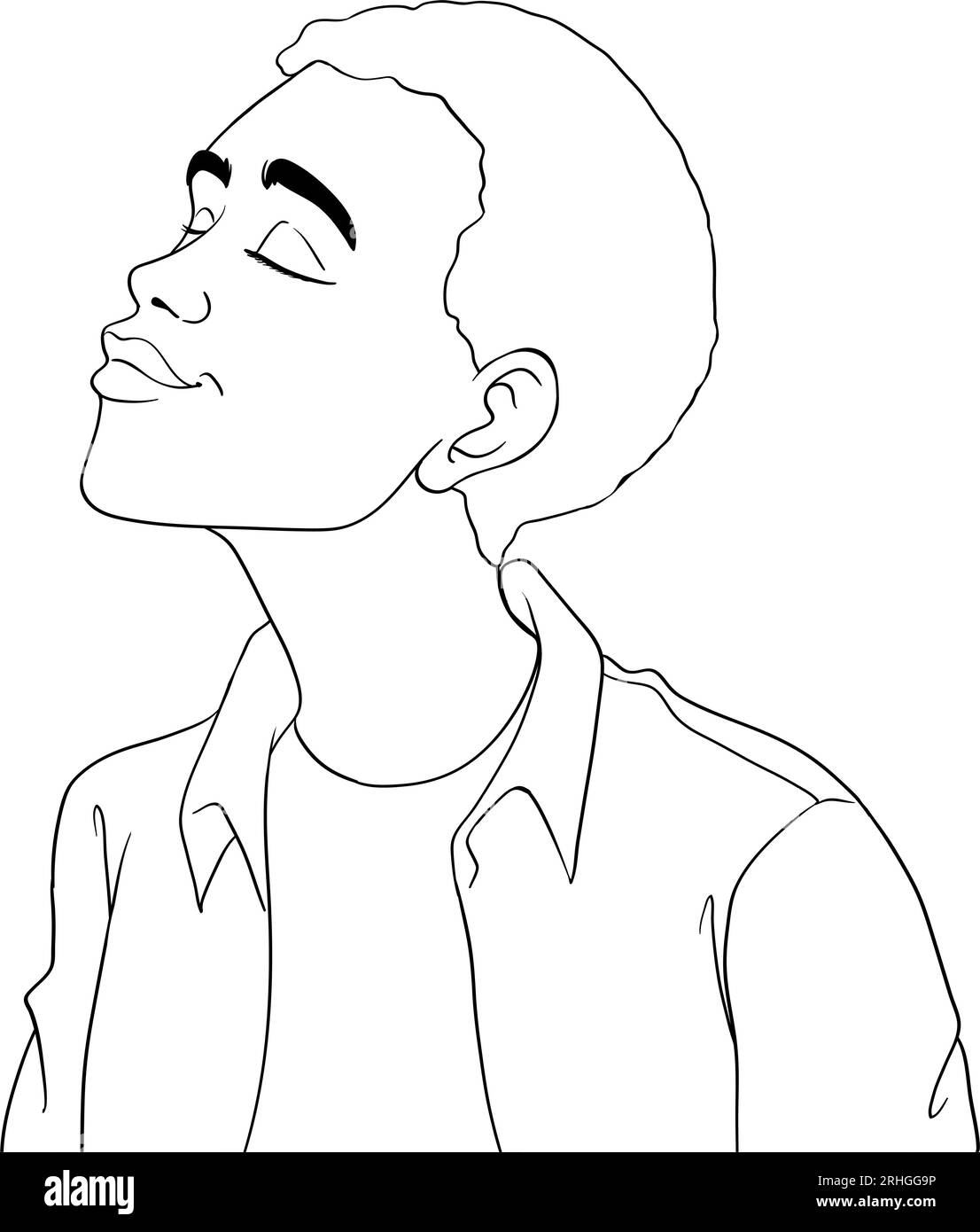 African man cartoon character doodle outline illustration Stock Vector