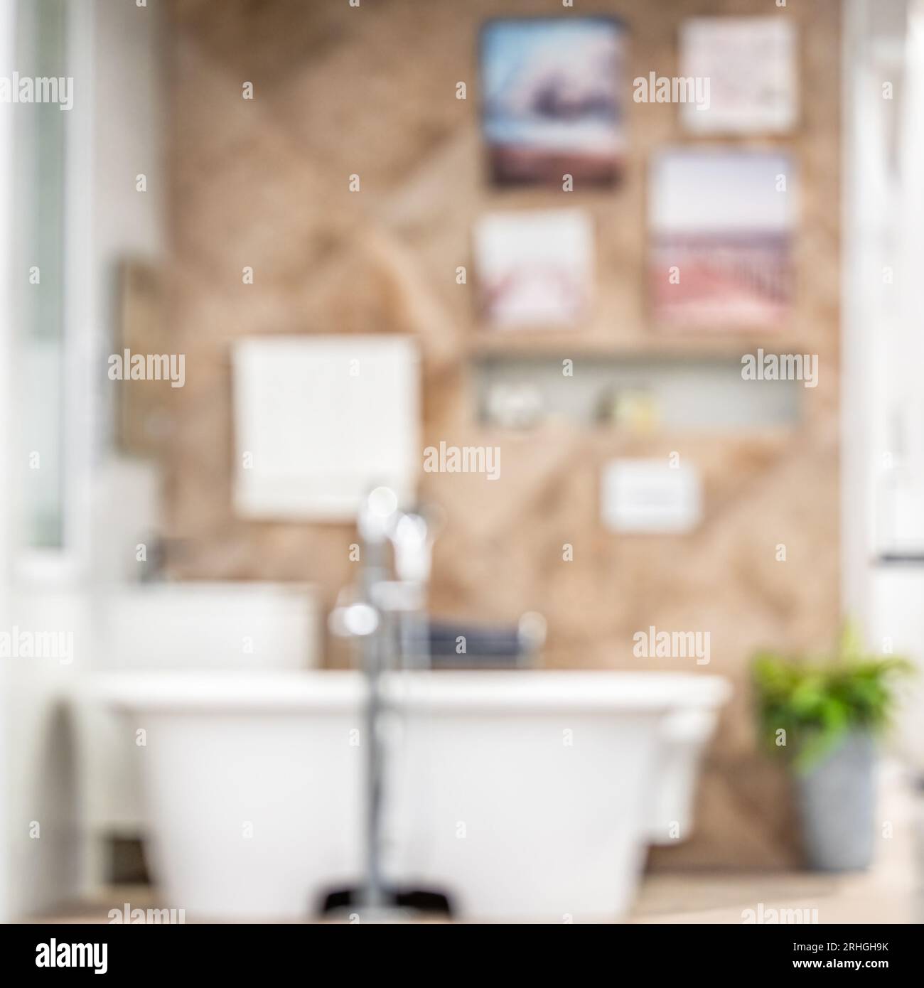 Background for product display on blur bathroom interior Stock Photo