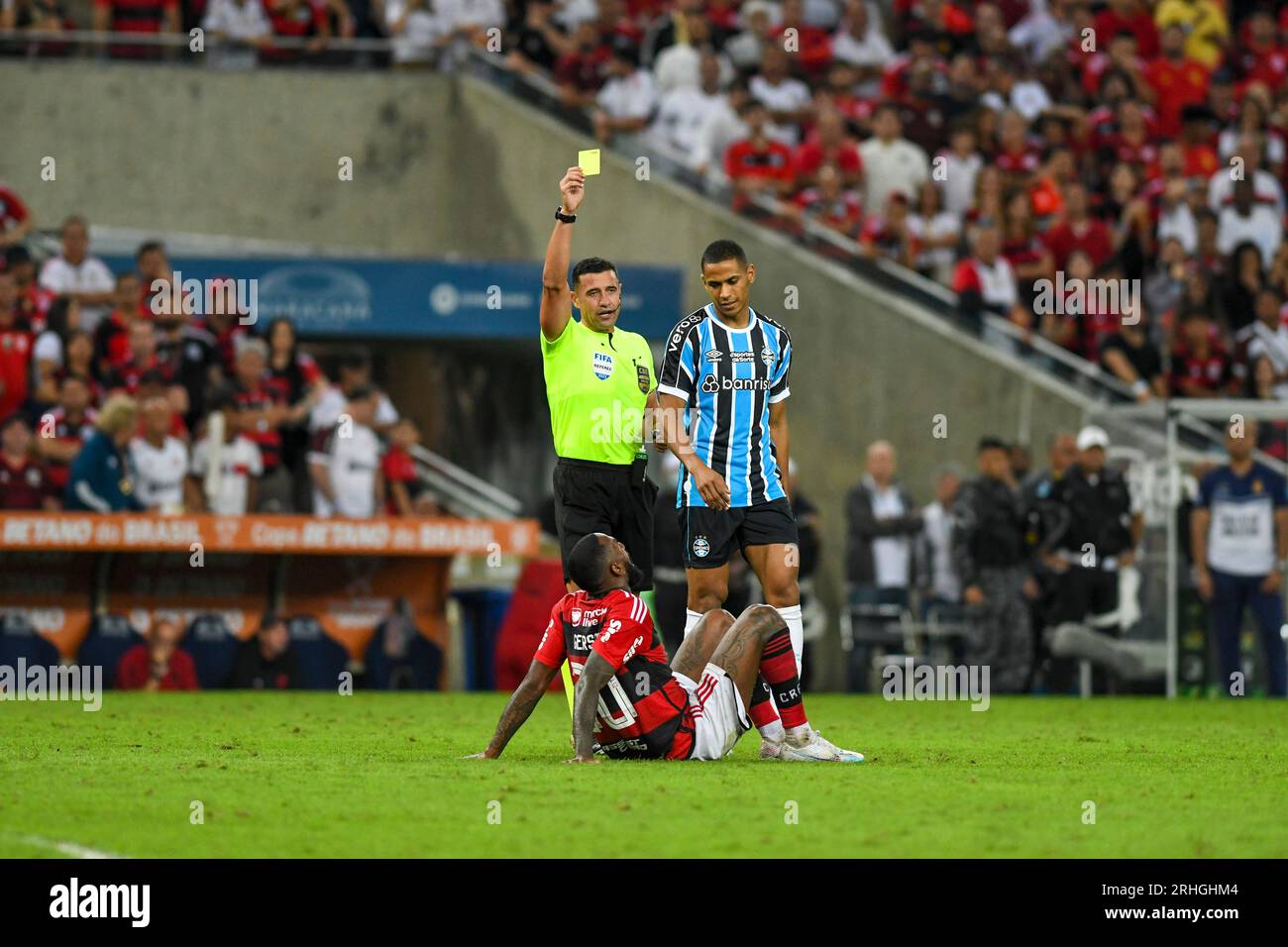 Rio, Brazil - august 16, 2023, Braulio Machado da Silva referee in match between Flamengo vs Gremio by semifinal Brazil Cup in Maracana Stadium Stock Photo