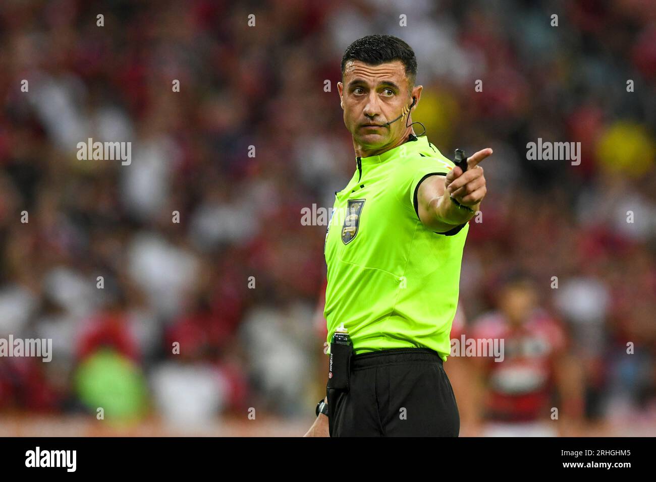 Rio, Brazil - august 16, 2023, Braulio Machado da Silva referee in match between Flamengo vs Gremio by semifinal Brazil Cup in Maracana Stadium Stock Photo