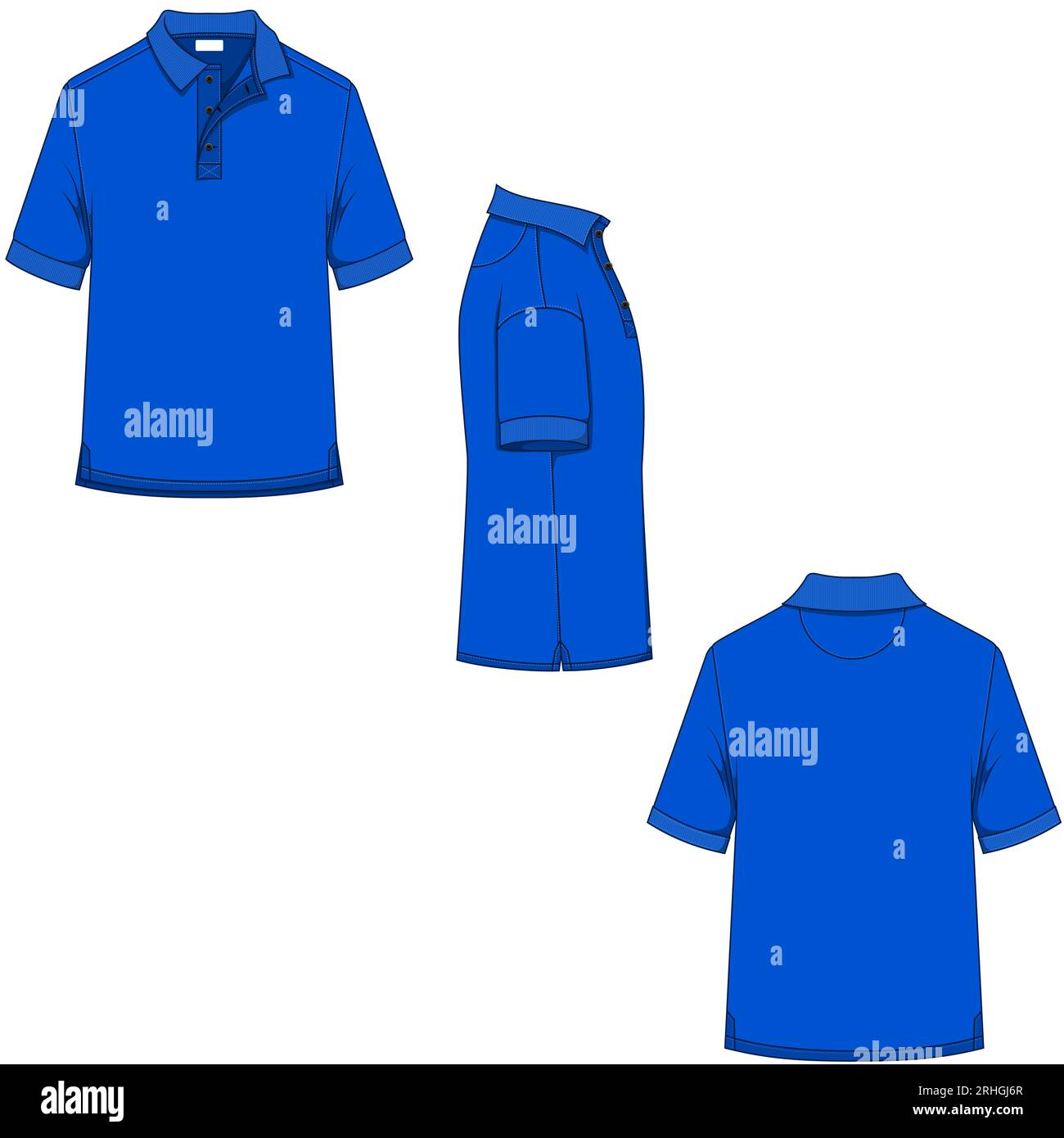 Mockup vector design of short sleeve polo t-shirt, menswear Stock Vector