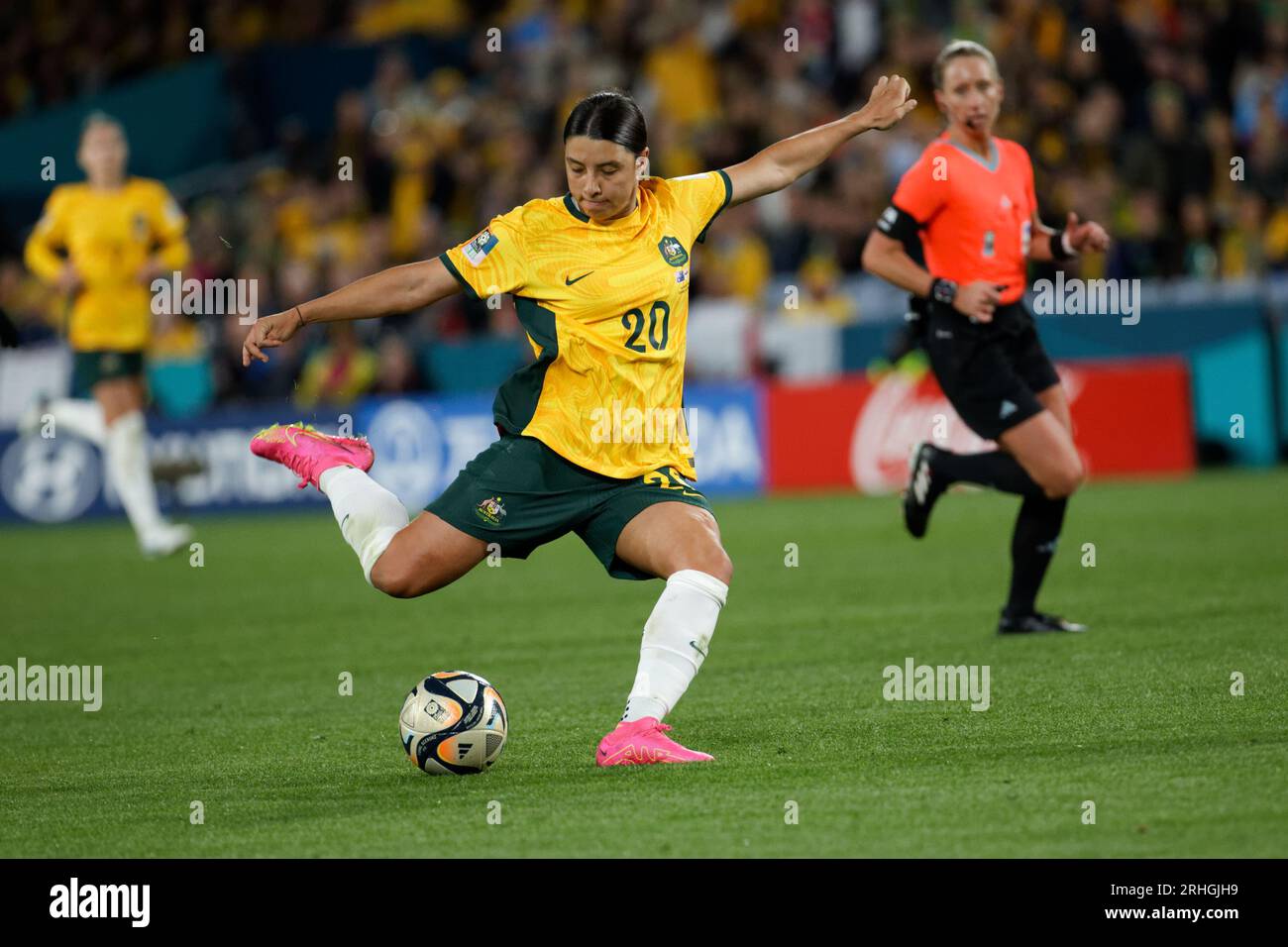 Sydney, Australia. 16th Aug, 2023. Sam Kerr of Australia take a shot at