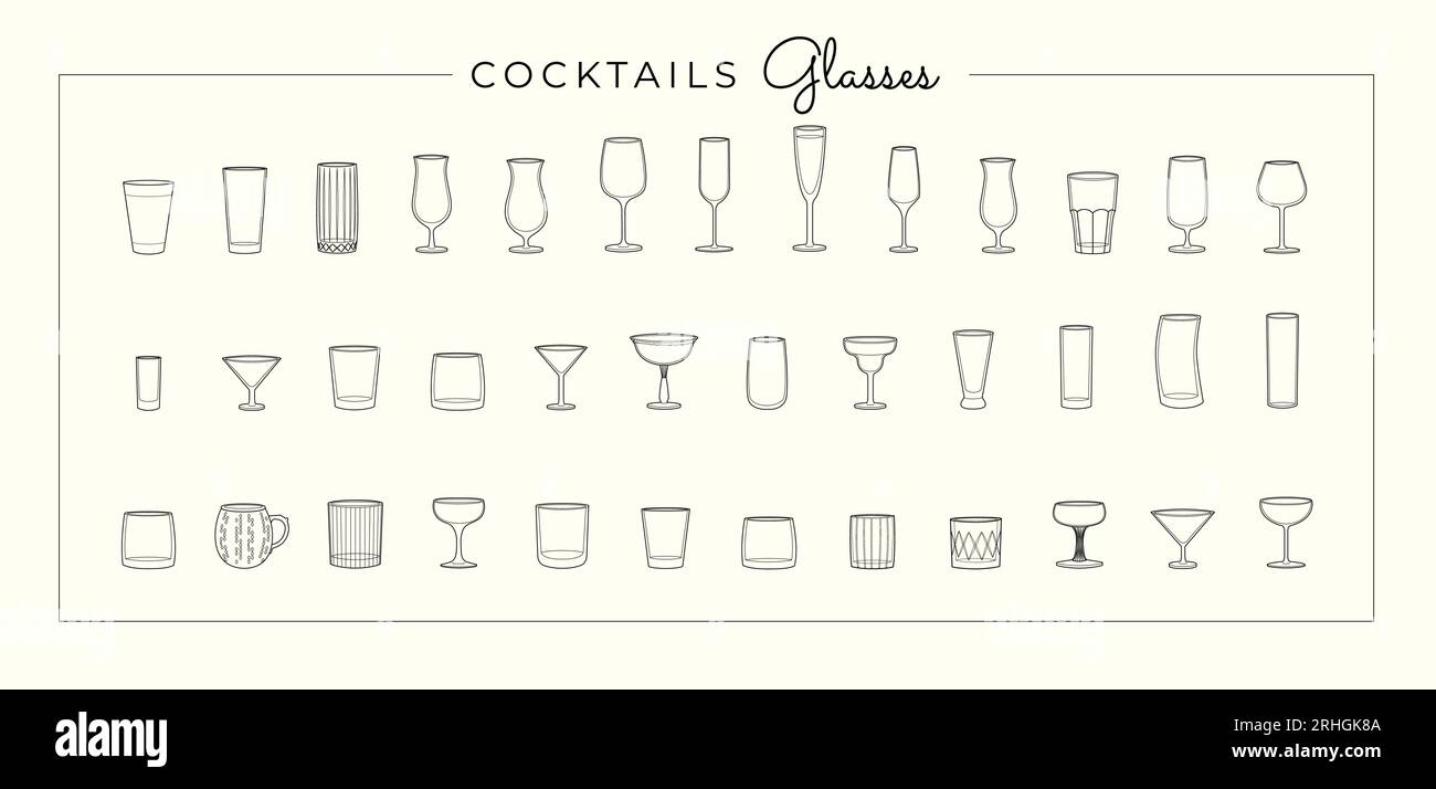 Vector line art set of alcohol glasses Stock Vector Image & Art - Alamy