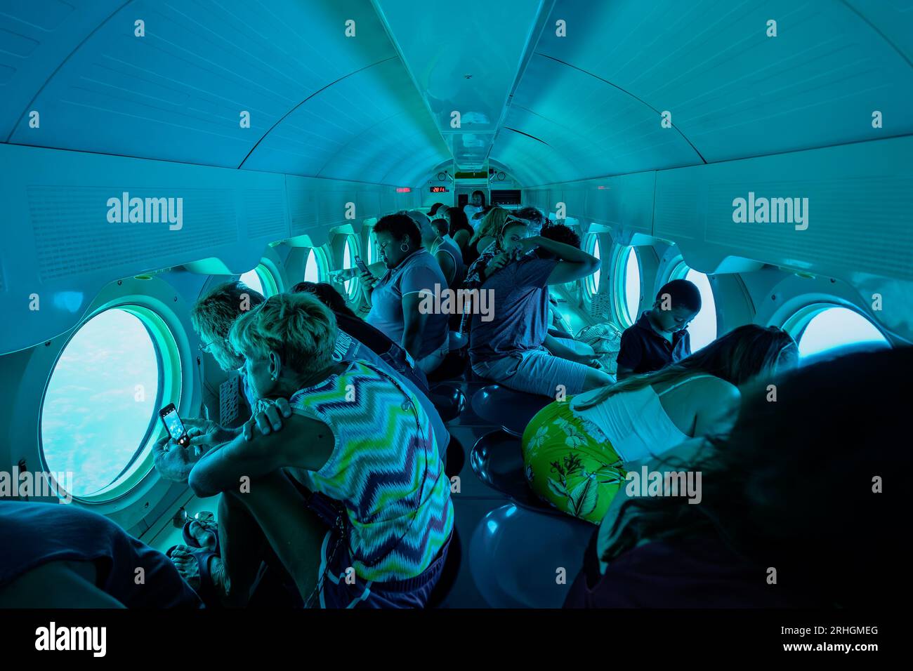 Oranjestad, Aruba Onboard the Atlantis VI submarine underwater Stock