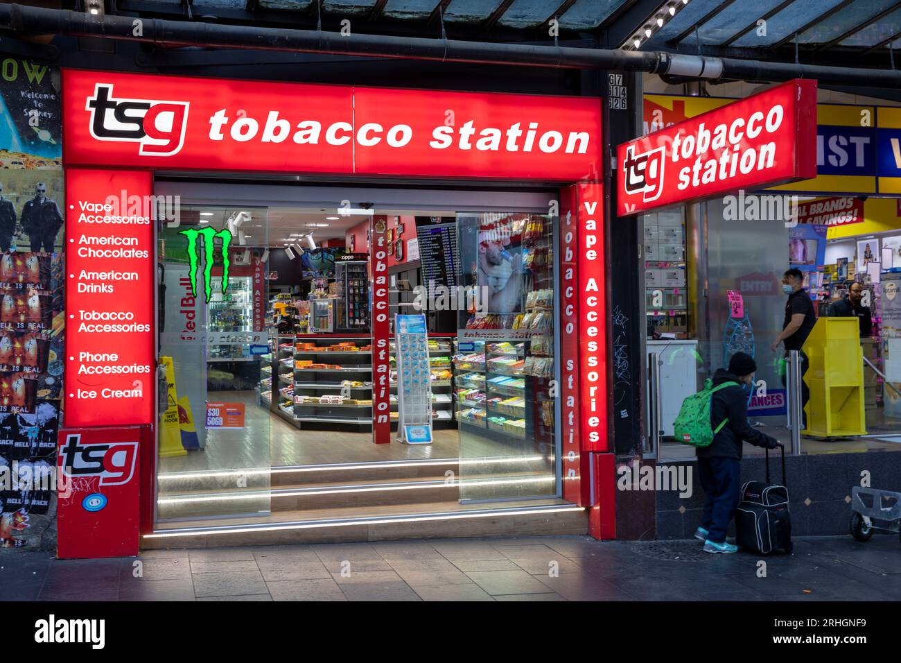 Sydney,Australia, Tobacco station store selling cigarettes, cigars, vapes and vaping accessories,NSW,Australia 2023 Stock Photo