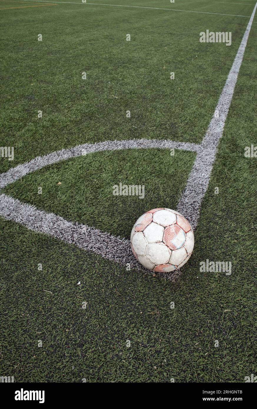 Soccer ball in field corner Stock Photo Alamy