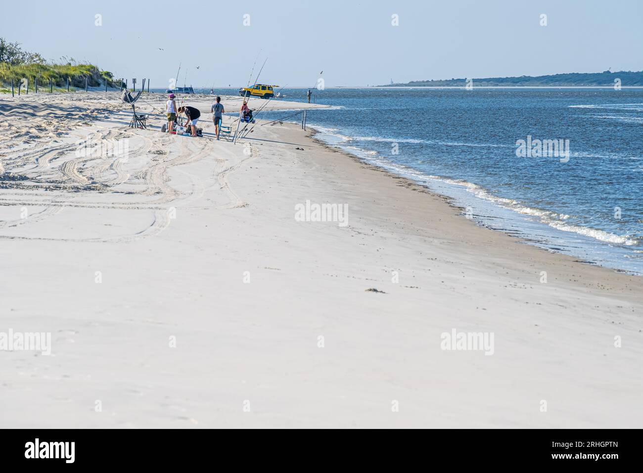 Surf fishing along Nassau Sound at Amelia Island State Park on Amelia Island in Fernadina Beach