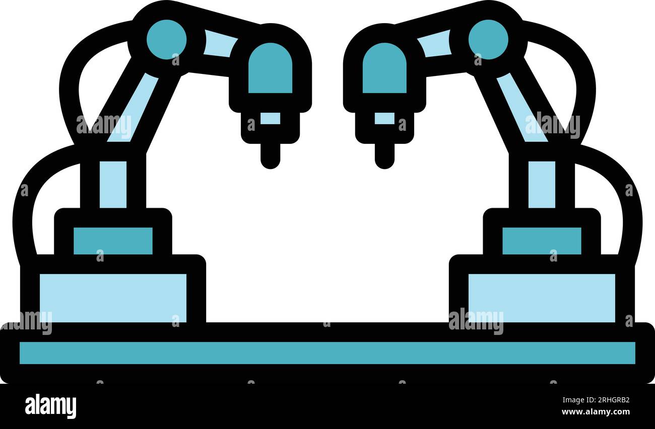 Smart robot hand icon outline vector. Cute character. Chatbot artificial color flat Stock Vector