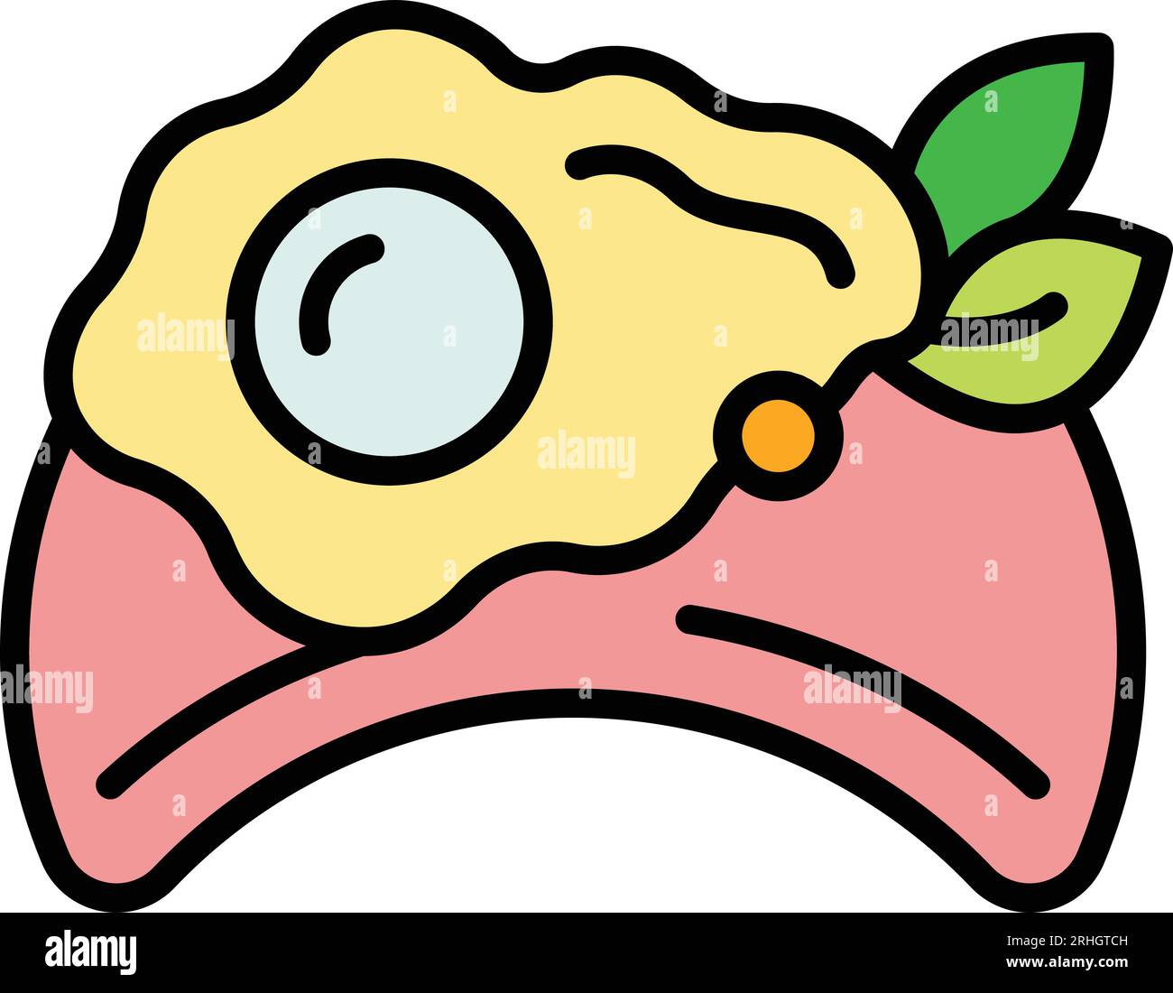 Fried egg bruschetta icon outline vector. Food snack. Menu drawing