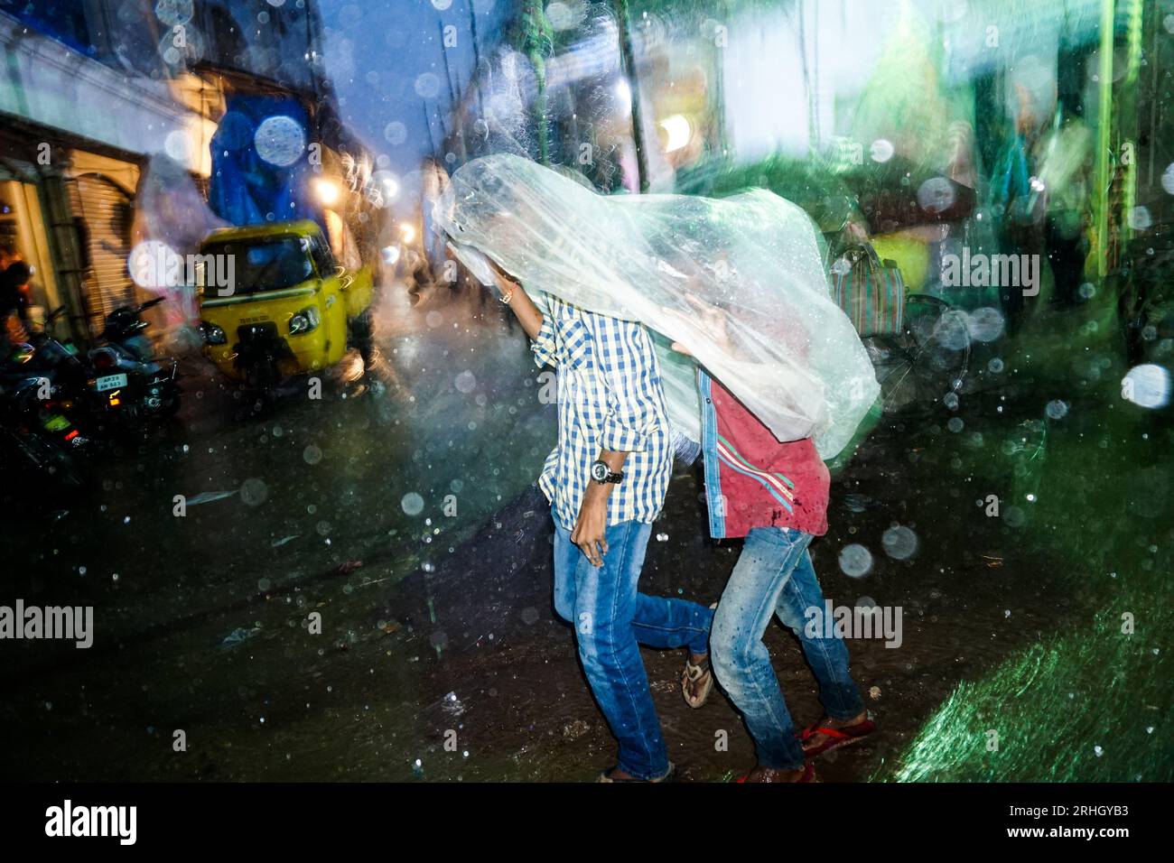 The rainy season in Dulpet, Hyderabad city in Telangana State in India