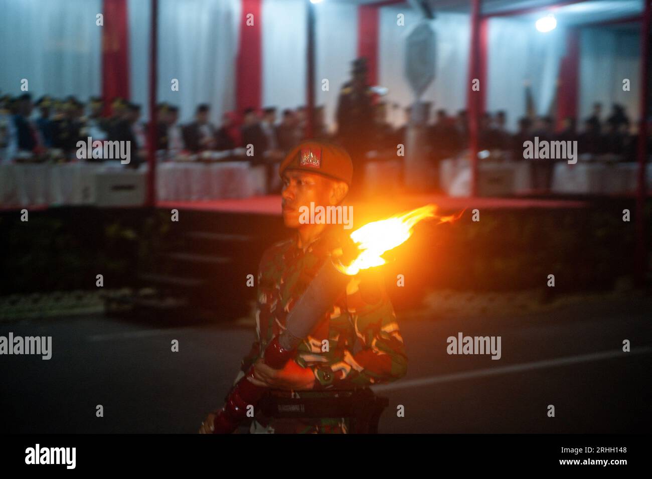 Indonesia. 16th Aug, 2023. The participants of torch relay procession ...