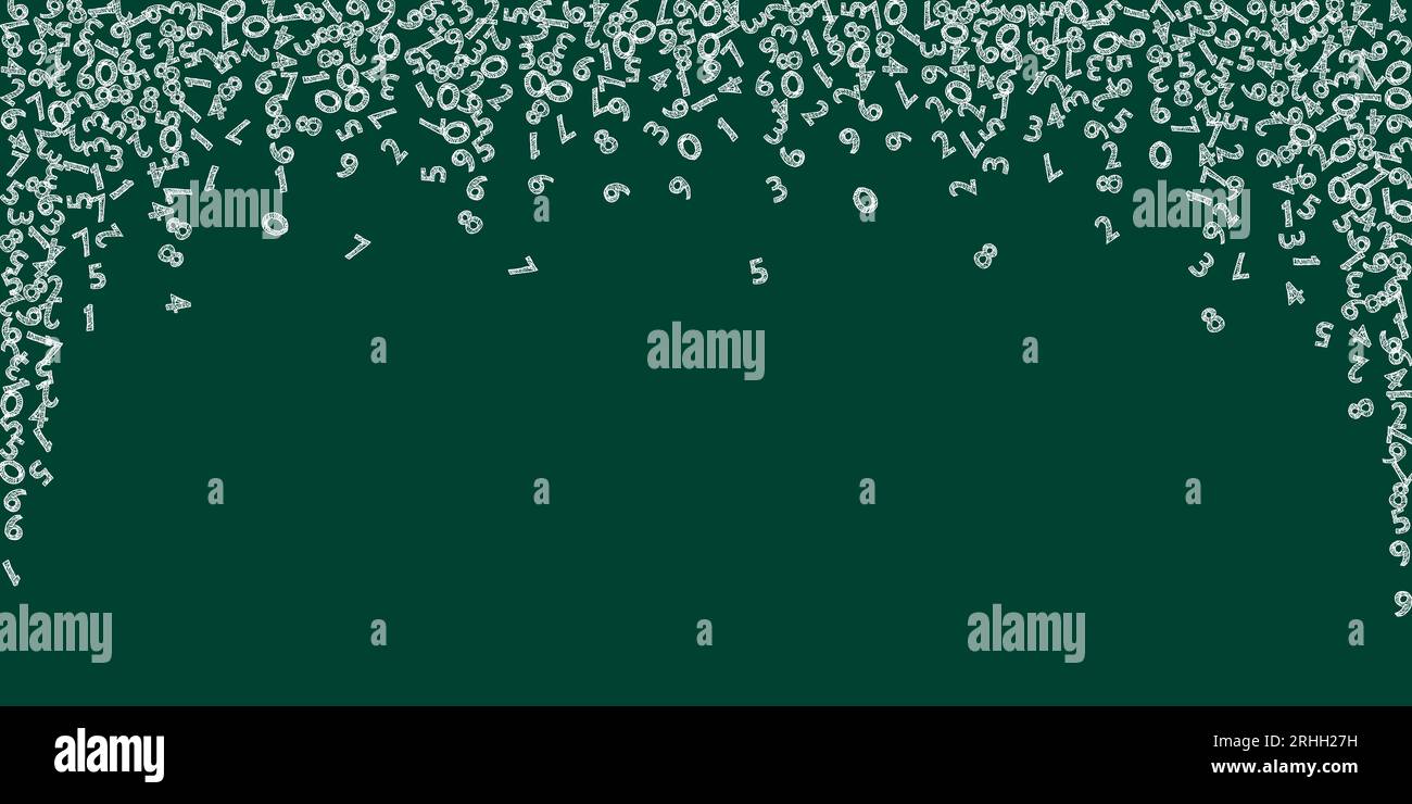 Falling handdrawn chalk numbers. Math study concept with flying digits ...