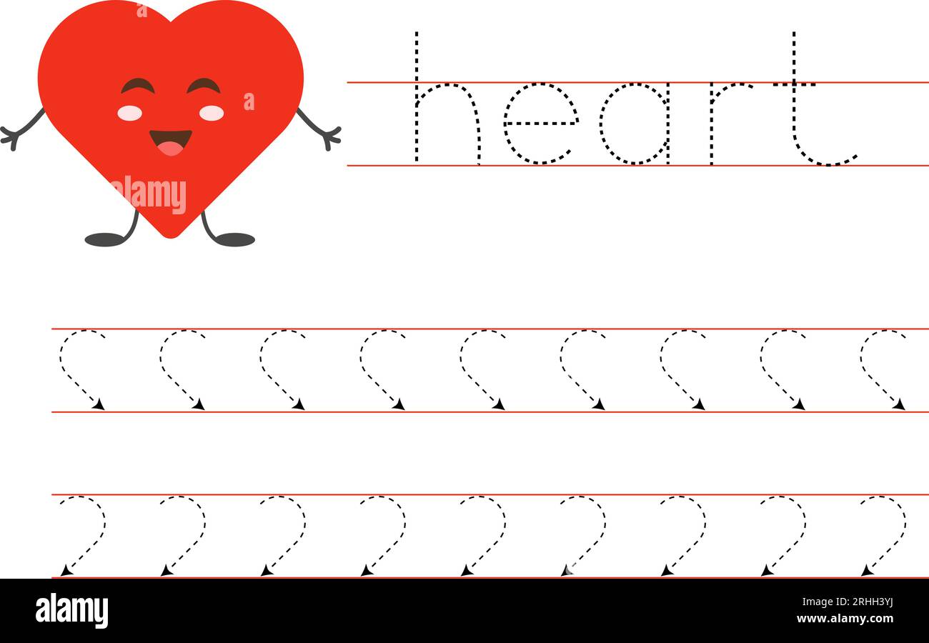 Tracing dotted heart shape for kids hires stock photography and images