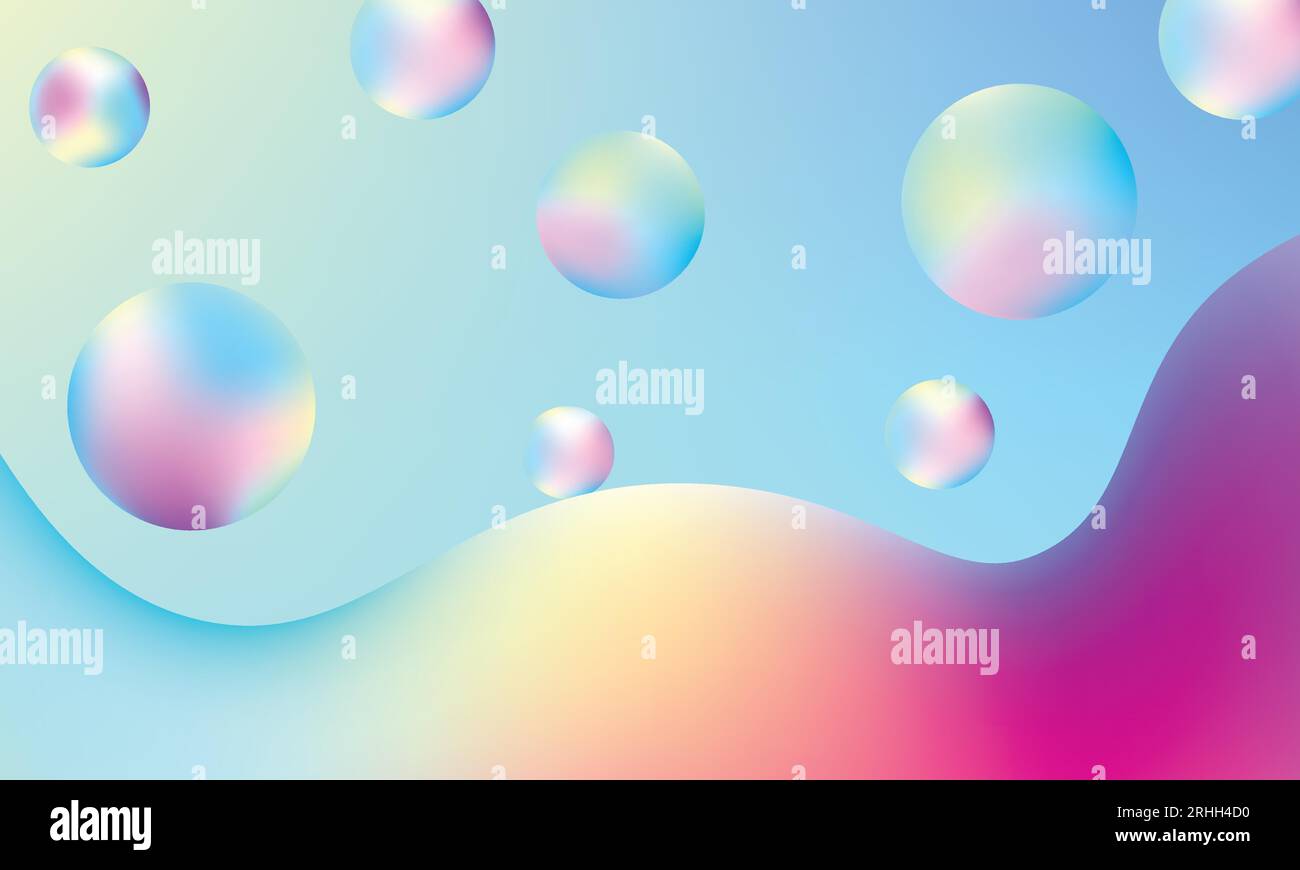 beautiful liquid colorful gradient background with colorful bubbles ornament. eps 10 vector. Stock Vector