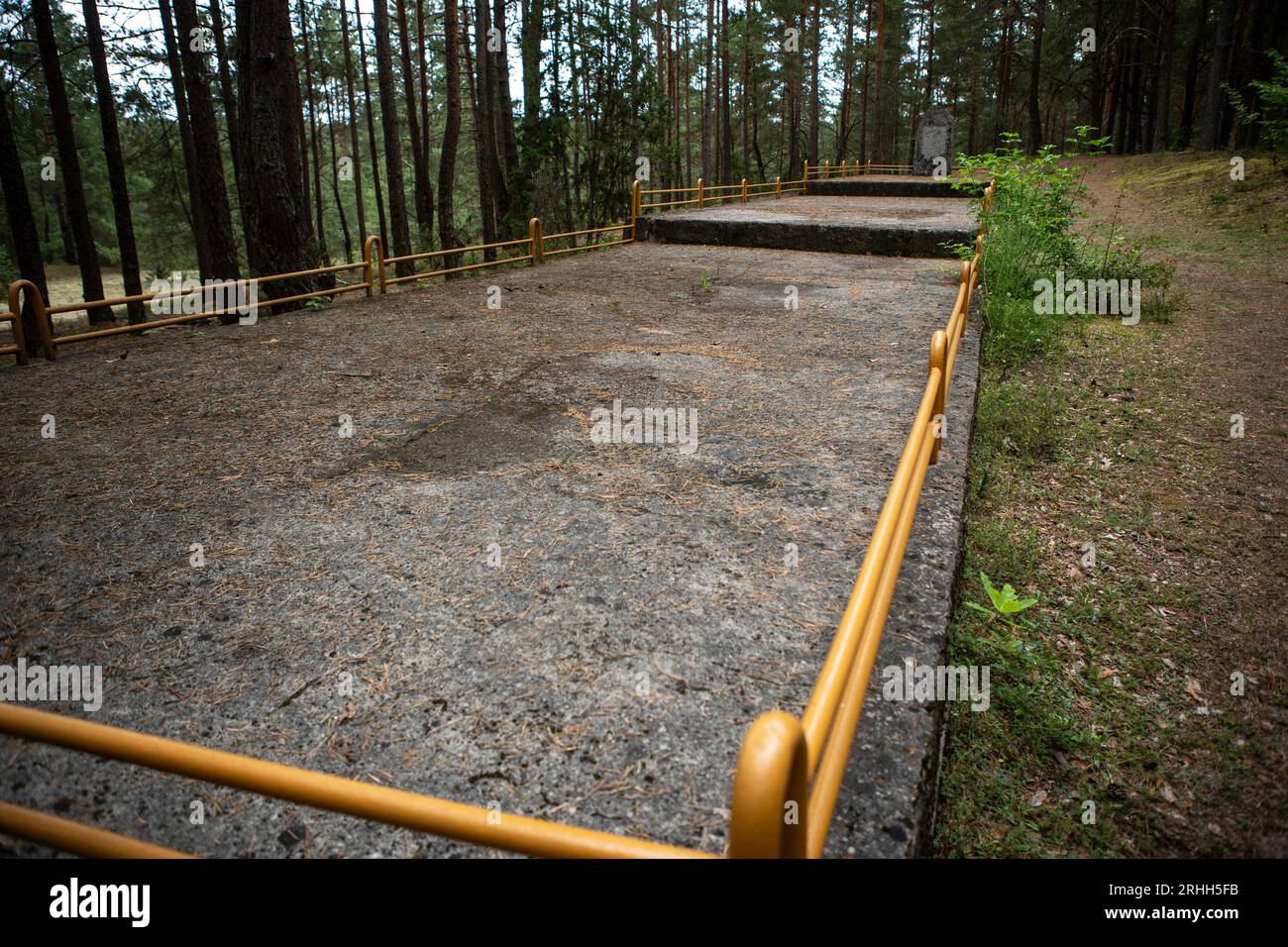 In Merkinė, einer kleinen Stadt in Litauen, gibt es einen alten jüdischen Friedhof, der tief im Wald versteckt liegt. Dieser Friedhof dient als stille Stock Photo