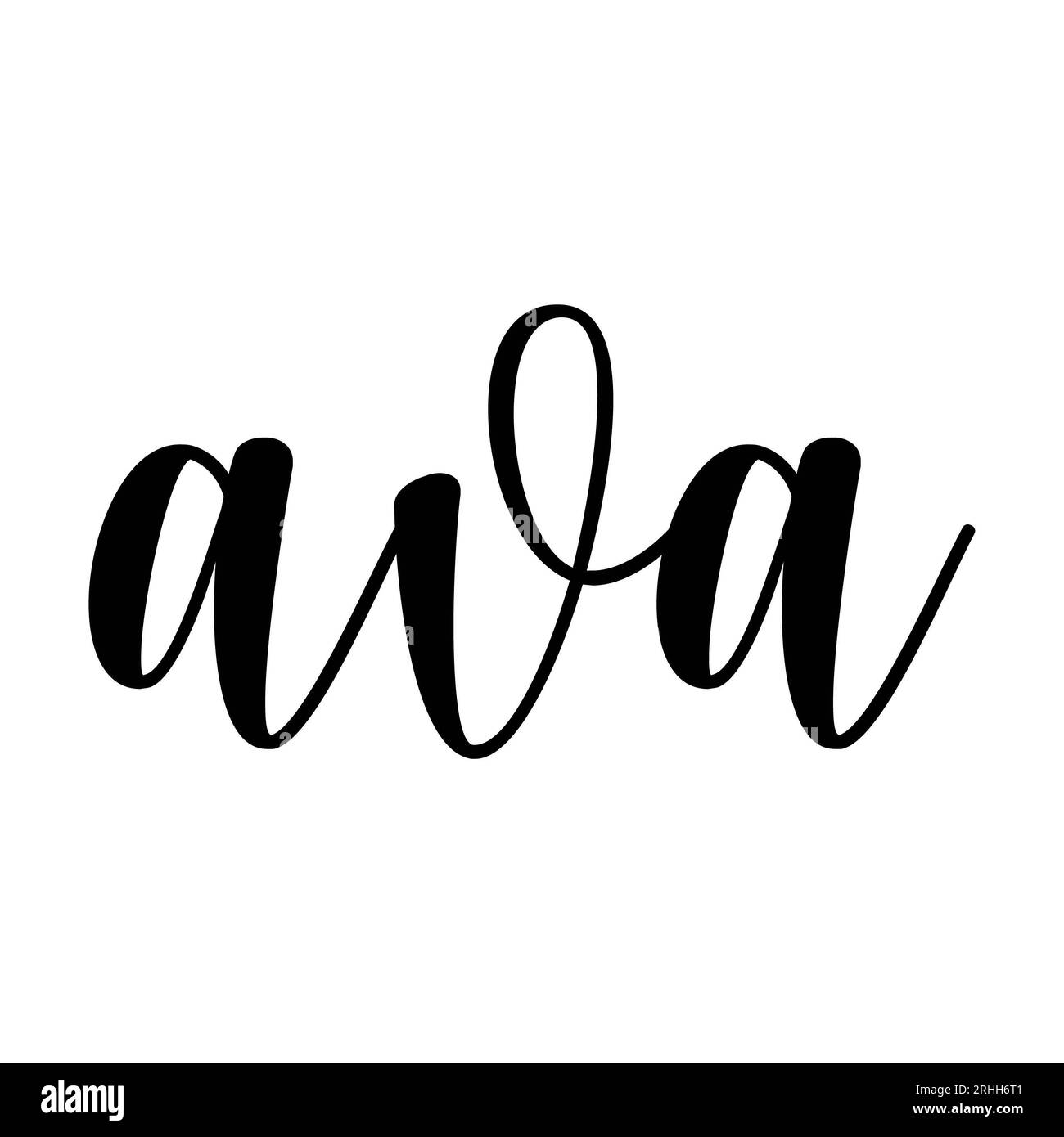 Ava stylish artistic handwriting name on white background. Isolated