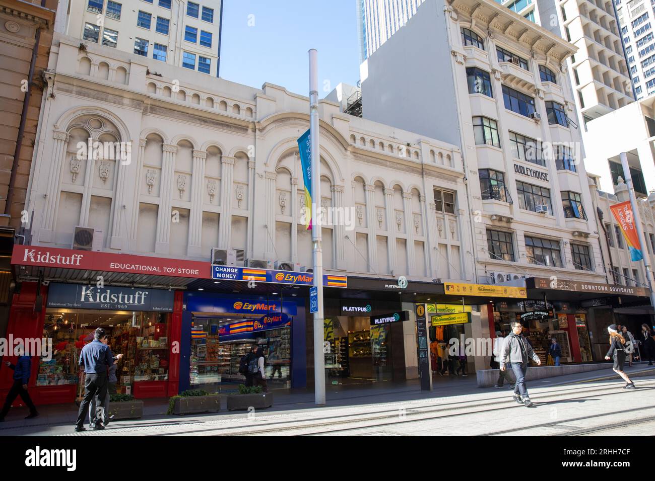 Sydney Australia shops and stores along George street in Sydney CBD,NSW,Australia Stock Photo