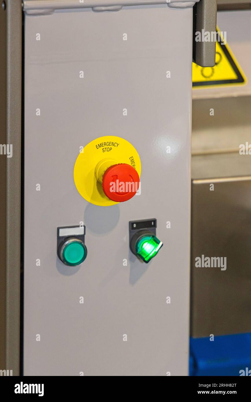 Large Emergency Stop Button and Green Power Switch Machine Control