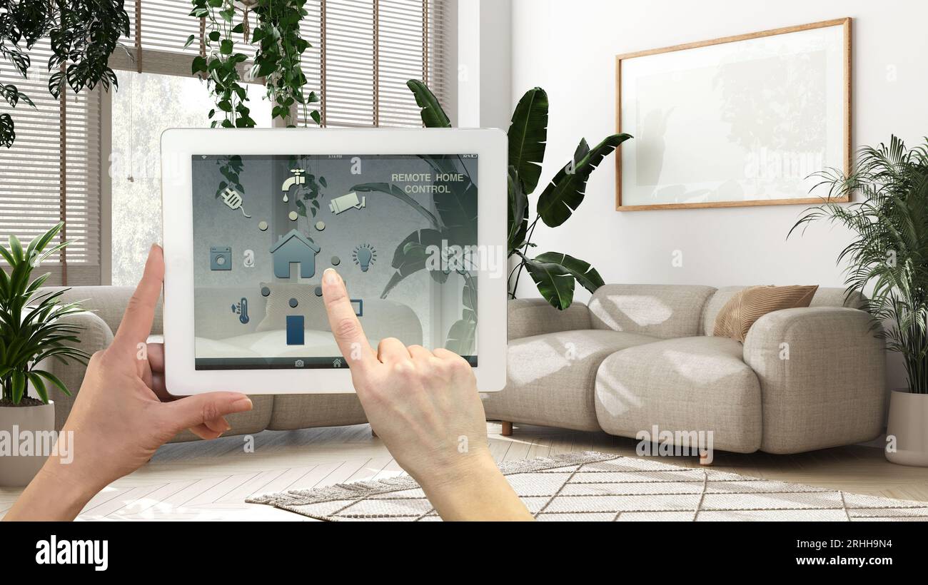 Smart remote home control system on a digital tablet. Device with app
