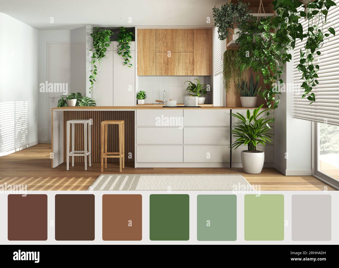 Interior design scene with palette color. Different colors and patterns ...