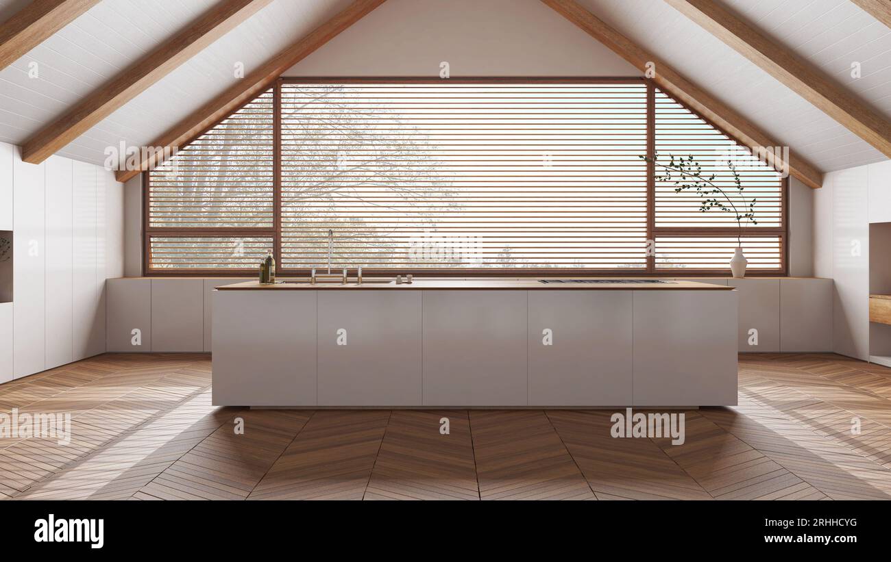 Photo inspiration: Gallery Detail: Penthouse Interior Design Minimal Kitchen With Island In White Tones