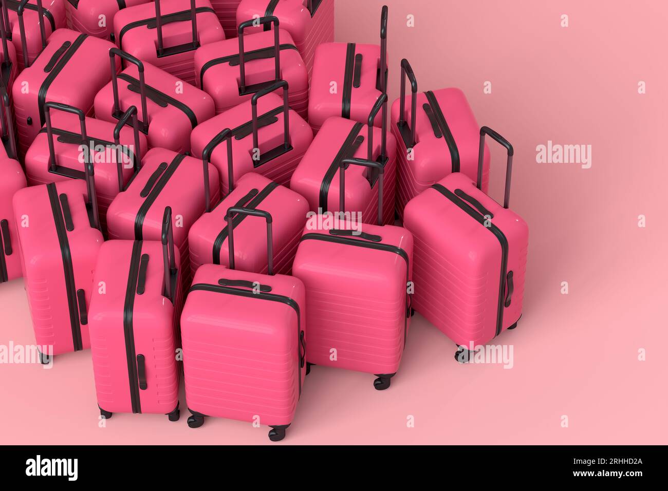 Romantic suitcase on pink background. 3D render of summer vacation concept Stock Photo