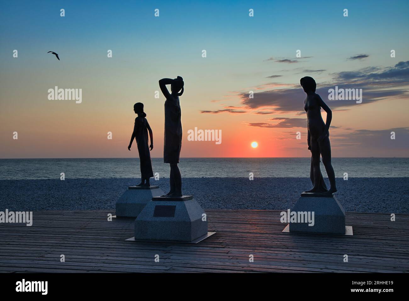 Fecamp beach promenade by sunset Stock Photo - Alamy