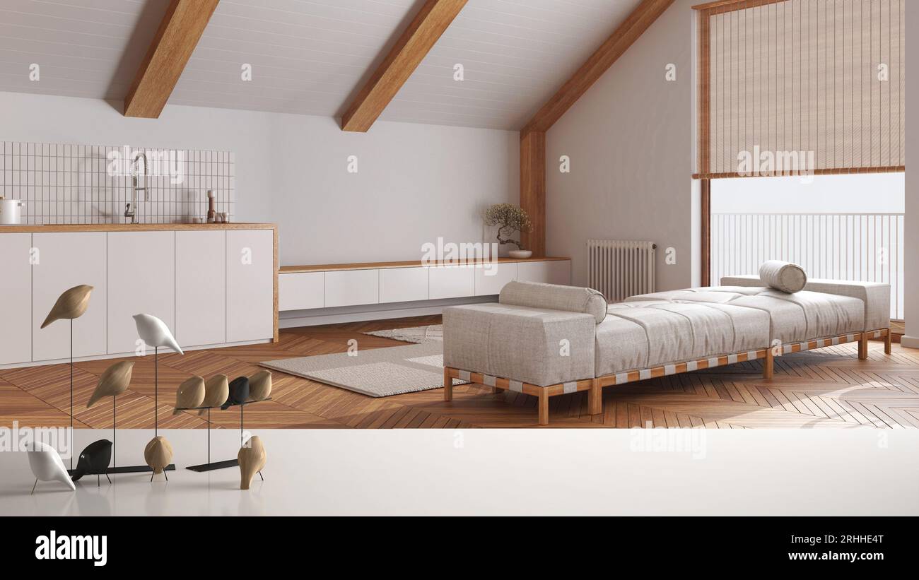 Illustration of Wooden Scandinavian Penthouse Interior