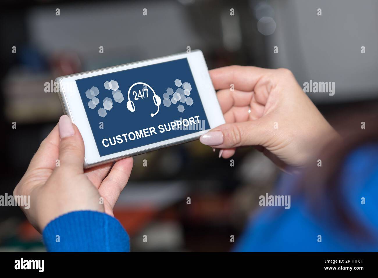 Smartphone screen displaying a customer support concept Stock Photo