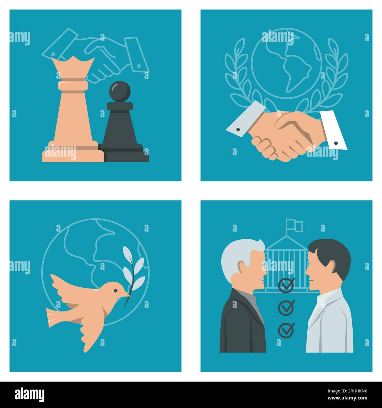 Diplomatic negotiations and cooperation poster template. Diplomacy and 
