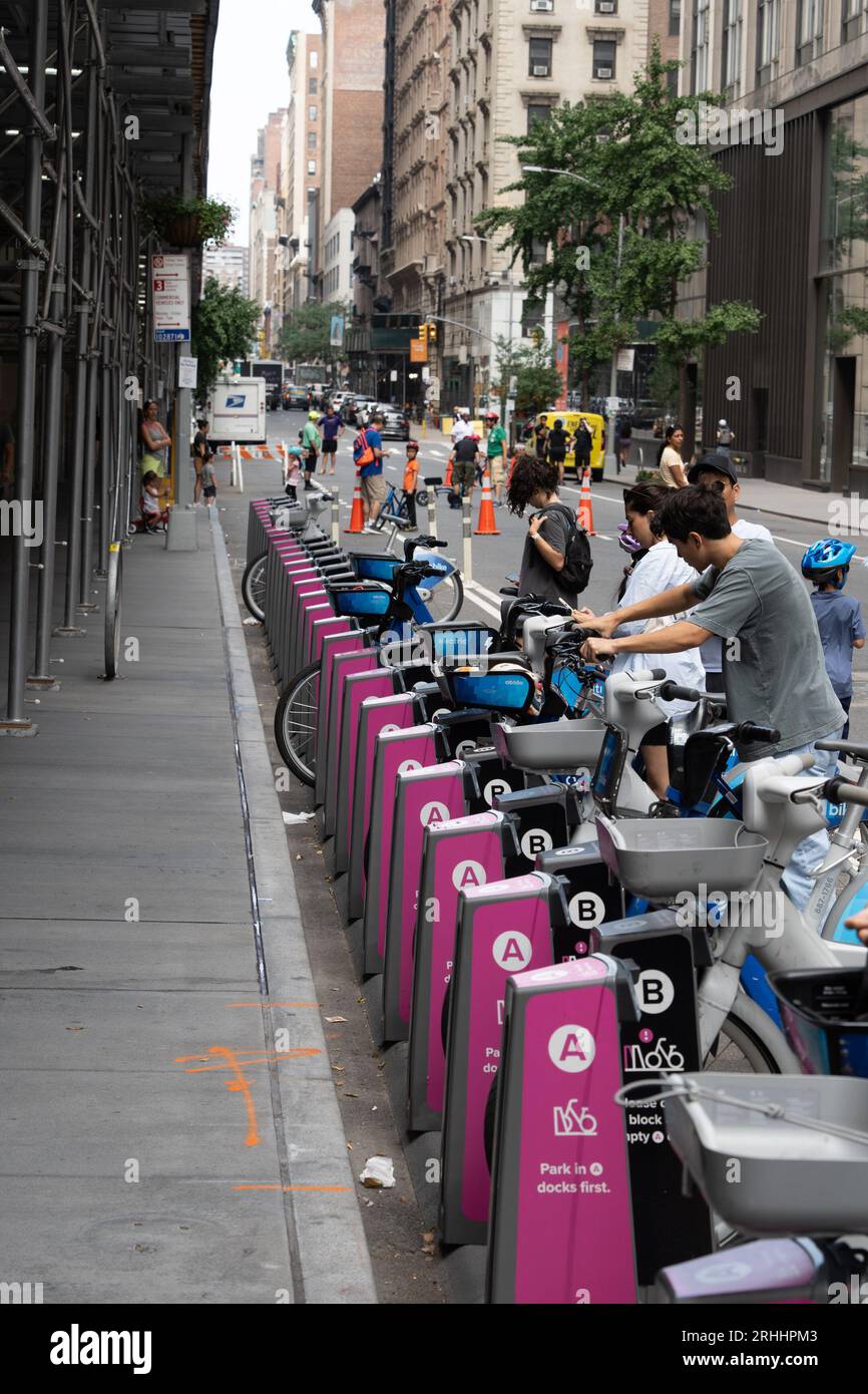 New York, NY, USA August 12th, 2023 Met bike rental station on 27th