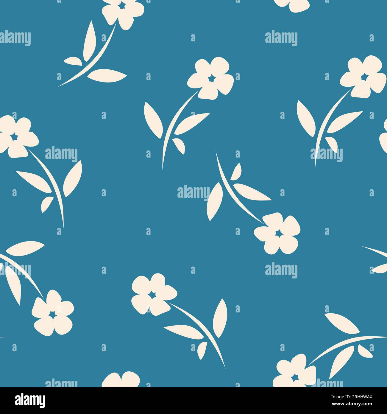Seamless floral pattern with flowers. Vector blue and white floral