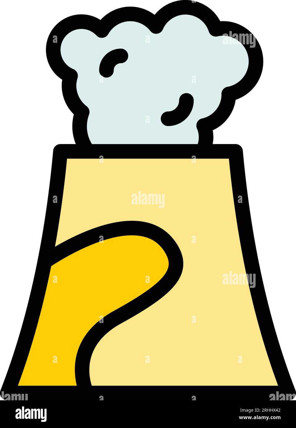 Volcano explosion icon outline vector. Magma landscape. Crater section ...