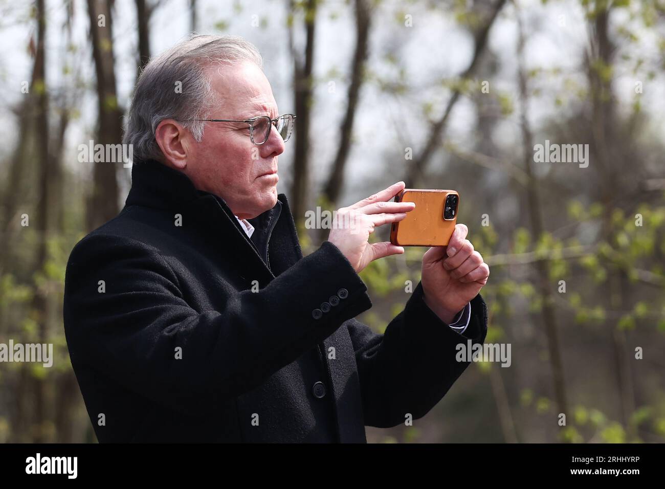 Oswiecim, Poland. April 18, 2023. CEO of Warner Bros. Discovery David Zaslav during March of the Living at the former Nazi-German Death Camp Auschwitz-Birkenau Stock Photo