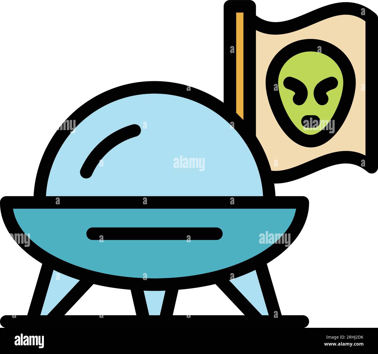 Alien spaceship icon outline vector. Space ufo. Comic astronaut color ...