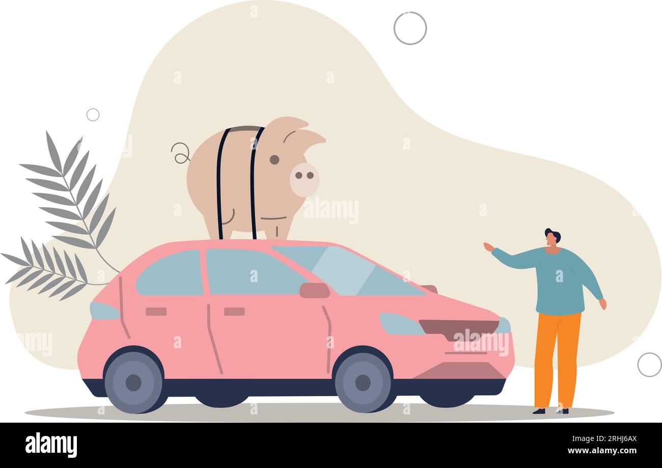 Saving money to buy new car, expense or budget for car maintenance service, debt or car loan
