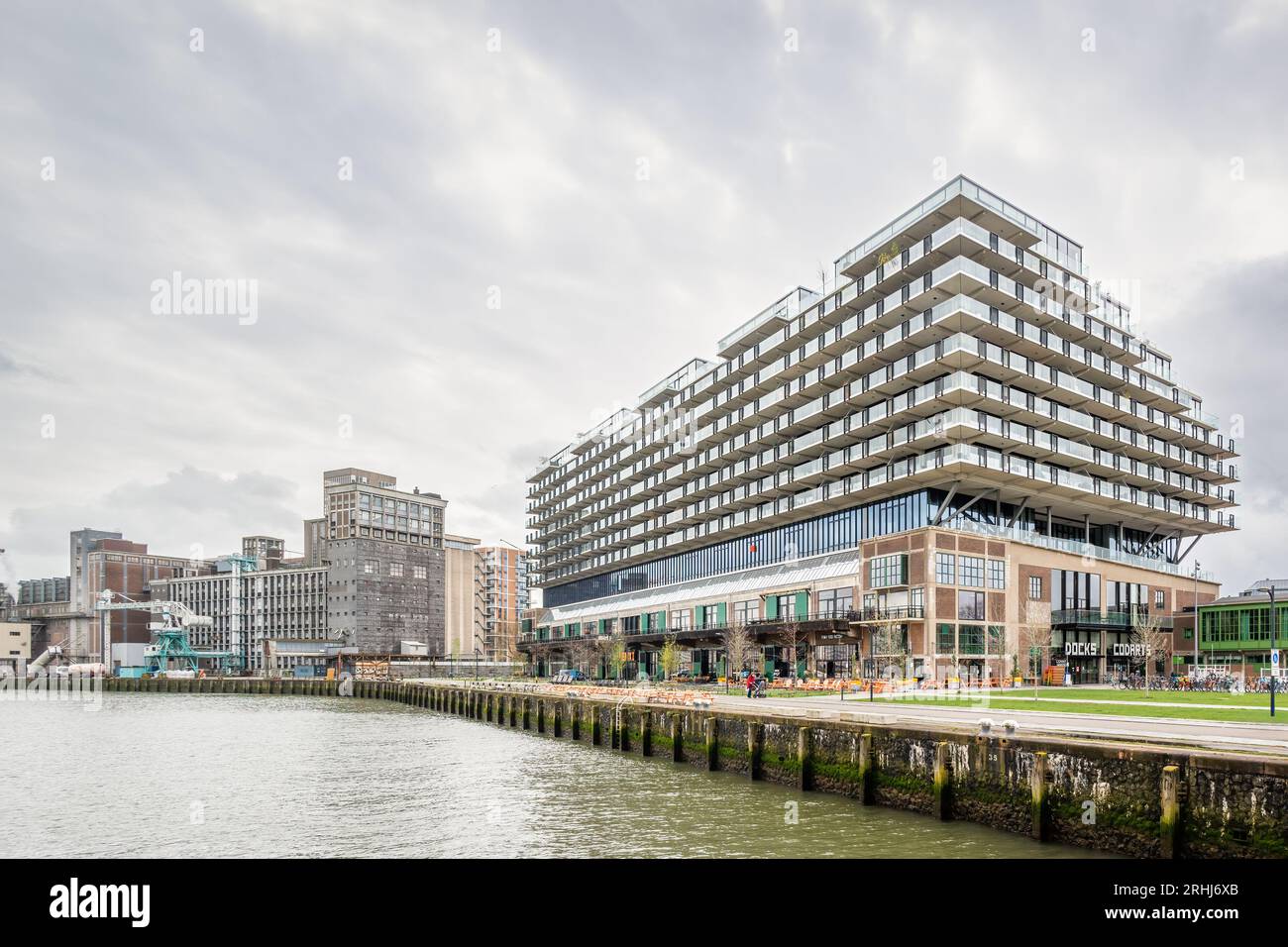 Rotterdam, Netherlands - Fenix I aparement block (new extension above warehouse) by Mei Architects Stock Photo