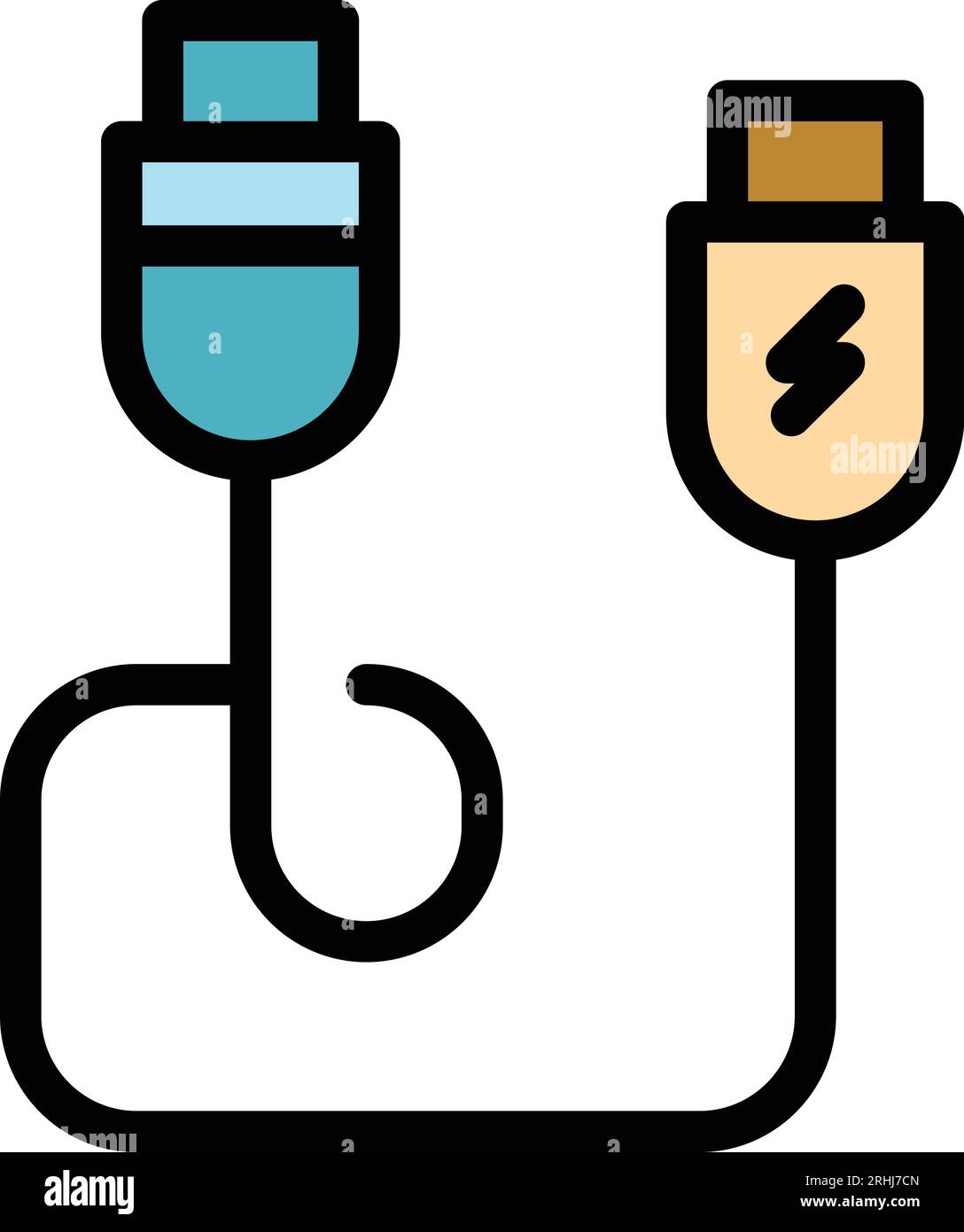 Cable network icon outline vector. Optic fiber. Fibre wire color flat ...