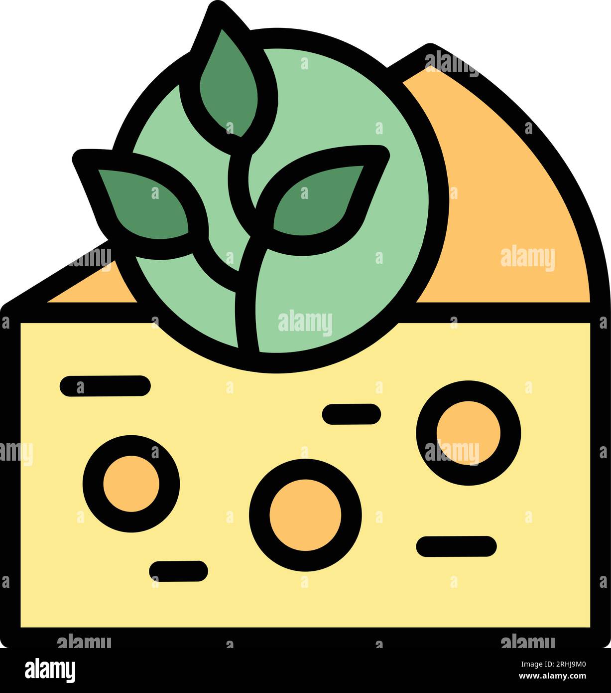 Vegan cheese icon outline vector. Vegetable milk. Drink food color flat