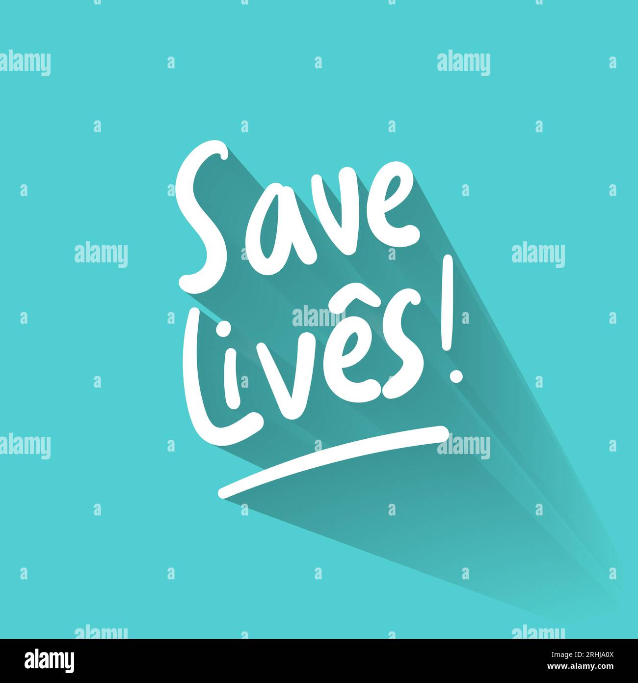Save Lives doodle quote text with white and teal color Stock Vector