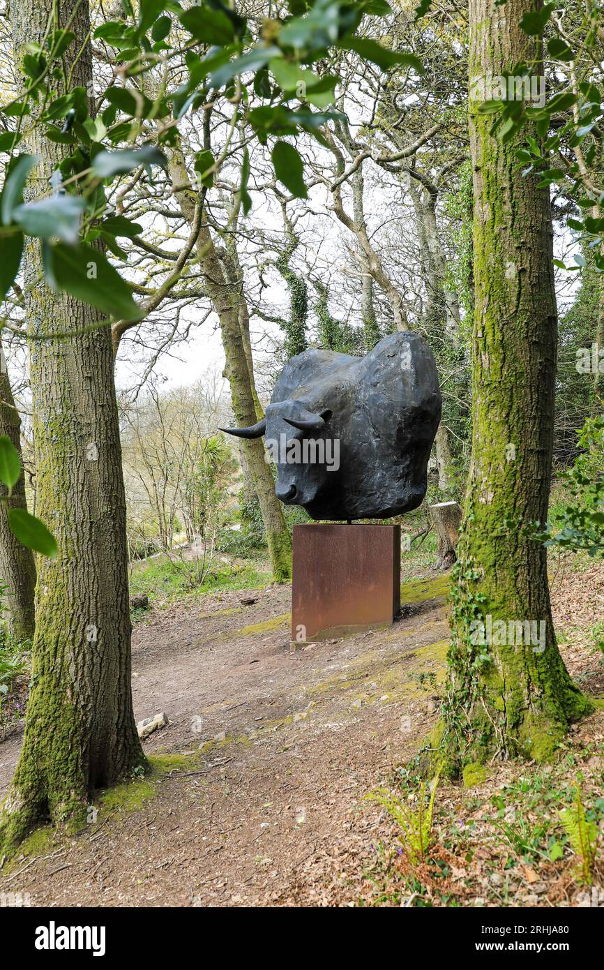 'Minotaur' by Tim Shaw RA, on display at the Tremenheere Sculpture