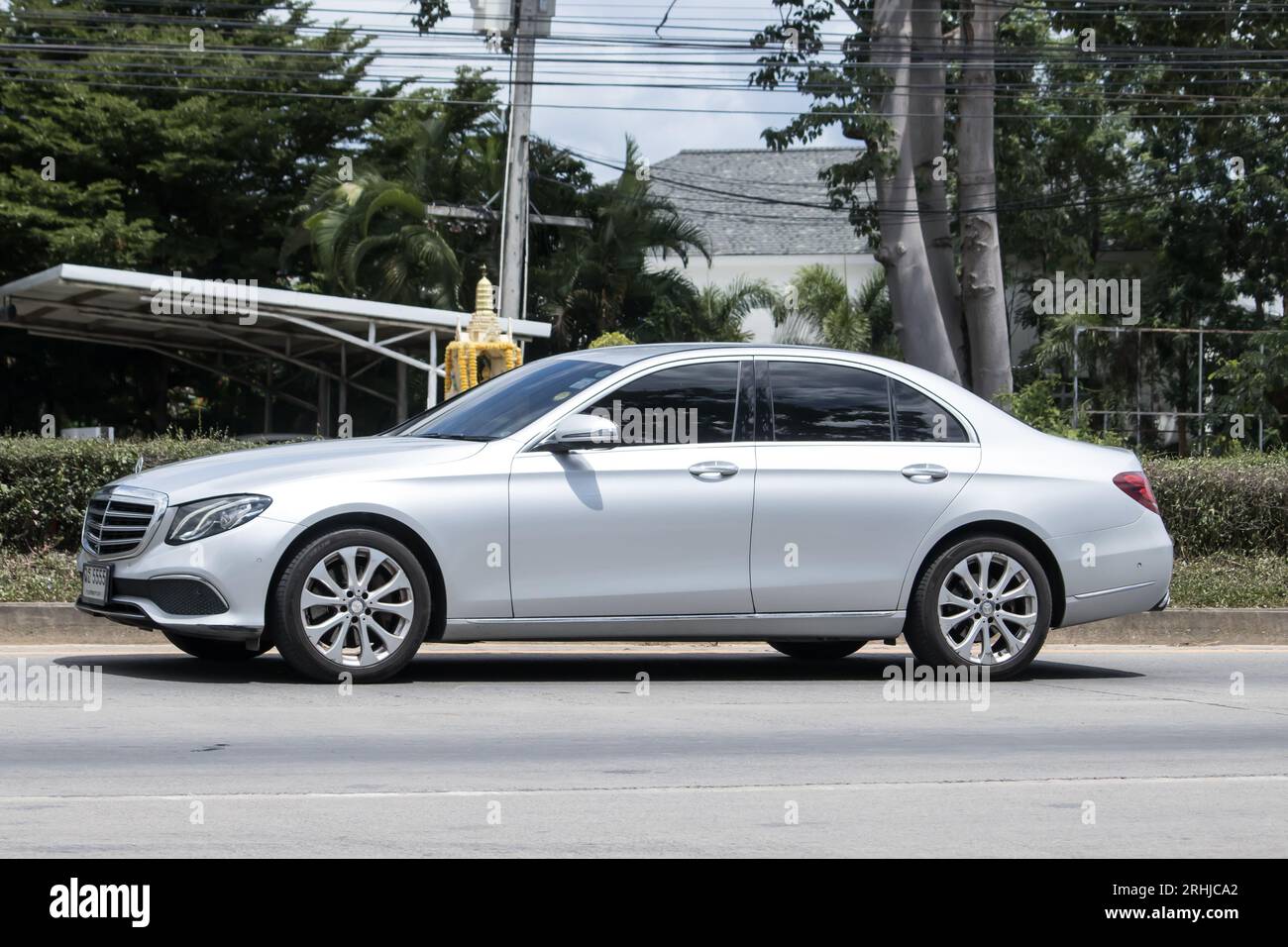 Chiangmai, Thailand -     July   14 2023:  luxury car  Mercedes Benz E220. Photo at radial road no.1001 north of chiangmai city. Stock Photo