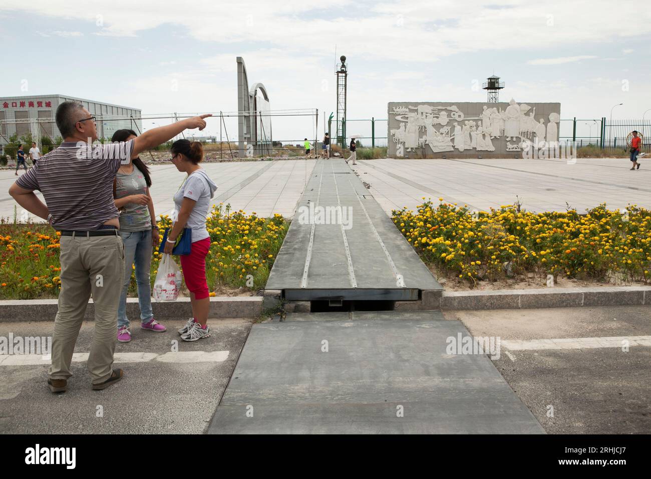 Chinese citizens tour the Khorgos Special Economic Zone on the China-Kazakhstan border. Stock Photo